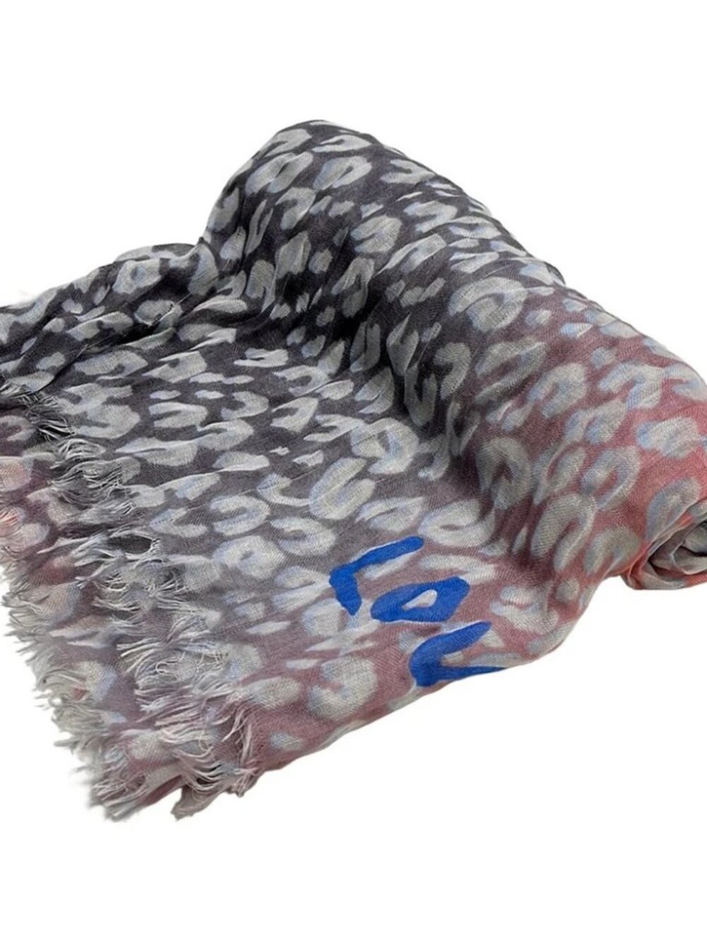 LOUIS VUITTON Etol Leopard Blurry M75401 Pink Gray Light Blue GM0134 Scarf